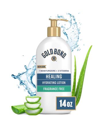 Gold Bond Healing Skin Therapy Lotion with aloe 14 oz. Fragrance Free Non-Greasy & Hypoallergenic Fragrance Free - 14 Ounce
