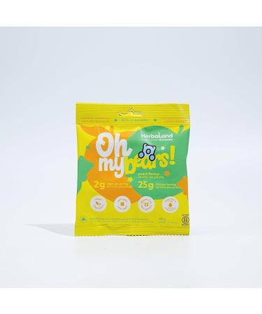 Herbaland Oh My! Gummies Snacks Low-Sugar High-Fiber Vegan Gluten-Free 12 x 50g (Box of 12) Compostable Pouch Peach Flavor - Buy Online on GoSupps.com
