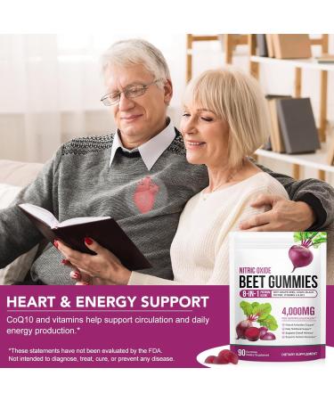 CSDLQNF Beet Root Gummies 4000mg - 8-in-1 Heart & Circulation Support Supplement - High Potency Beet Chews with Beetroot Grape Seed CoQ10 Vitamin C & B12 - Mixed Berry Flavor Vegan 90 Count - Buy Online on GoSupps.com