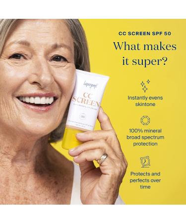 Supergoop! CC Screen SPF 50 PA++++ Tinted Mineral CC Cream 1.6 fl oz - Buildable Coverage Foundation & Broad Spectrum Sunscreen - Buy Online on GoSupps.com