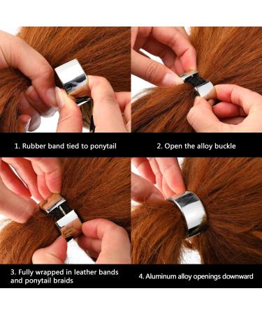 3 Pieces Metal Circle Hair Cuff - Elastic Hair Band for Women & Girls | Silver Ponytail Holder & Hair Accessories - Buy Online on GoSupps.com