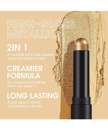 Buy Metallic Shimmer Eyeshadow Stick - Waterproof Eye Brightener & Smoky Makeup Pencil (8 Colors Set) - International Shipping Available - Buy Online on GoSupps.com