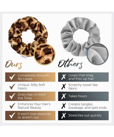 Microfibre Hair Drying Towel Scrunchies by The Perfect Haircare Anti-Frizz & Silky Smooth Ponytail Bun Holder Quick Drying & Absorbent for Curly Wavy Long & Short Hair (Leopard) - Buy Online on GoSupps.com