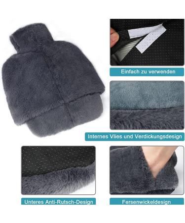 Yajexun Foot Warmer & Hot Water Bottle - 2L Cozy Plush Foot Bag for Men & Women - Removable Gray 2000ml - Buy Online on GoSupps.com