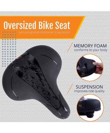 Memory Foam Bike Seat Cushion - Universal Fit, Shock-Absorbing, Extra-Wide - for Peloton & Comfort Biking - Men & Women by TrekRascal - Buy Online on GoSupps.com