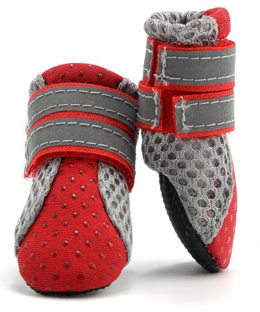 Zweitea Dog Boots - Summer Non-Slip Adjustable Reflective Soft Breathable Mesh - Heat-Resistant for Hot Asphalt - Red Size L (4 Pack) - Buy Online on GoSupps.com