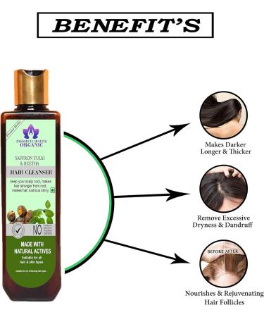 Blessfull Healing Organic Saffron Tulsi & Reetha Hair Cleanser | Shampoo 100 ML (Packing May Vary) - Buy Online on GoSupps.com