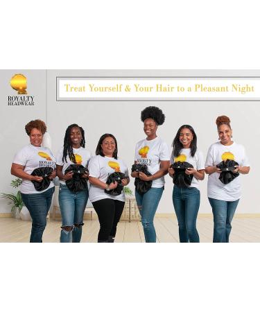 Royalty Headwear Silk Satin Bonnet for Women - Adjustable Jumbo Non-Slip Cap for Sleeping - Black - Buy Online on GoSupps.com