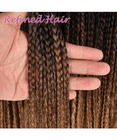 TOMO Handmade Goddess Box Braids - 7 Packs of 22 Strands/Pack (18 inch) T1B/30/27 Ombre Synthetic Hair Extensions - Buy Online on GoSupps.com