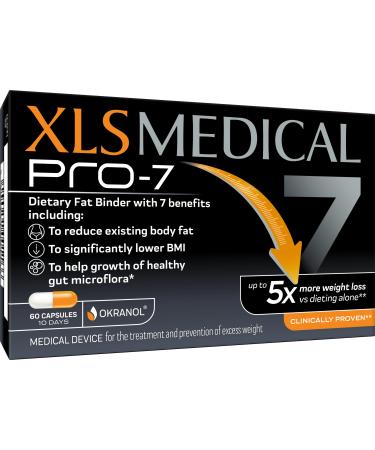 XLS Medical PRO-7 - Weight Loss Pills - Up to 5X More Weight Loss Versus Dieting Alone 7 Clinically Proven Benefits - 60 Capsules - 10 Day Supply. Trial Pack 60 Count (Pack of 1)