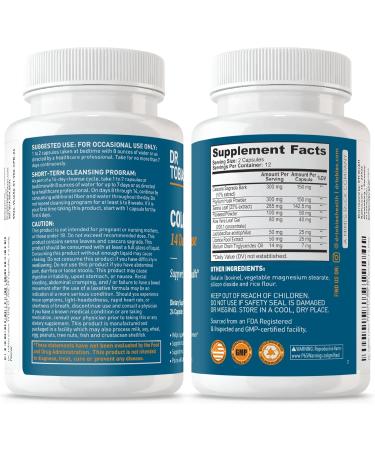 Dr. Tobias Colon Everyday Health & Colon 14 Day Cleanse Psyllium Fiber Powder Drink with 4g Psyllium Husk per Serving & Herbal Cleanse Capsules Supports Gut Health Regularity & Digestive Detox - Buy Online on GoSupps.com