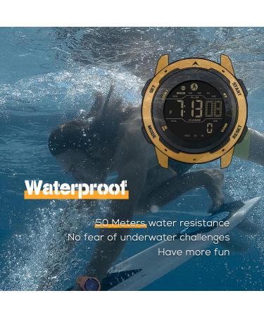 Findtime Men's Waterproof Pedometer Sport Watch with Stopwatch and Alarm - Yellow - Buy Online on GoSupps.com