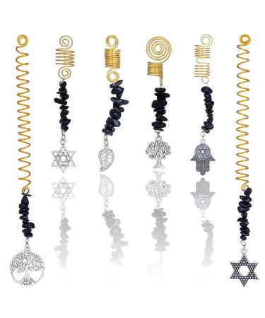 FRESHME Hair Clips for Braids Set - 6pcs Black Crystal Hair Jewelry Beads for Women and Girls - Medieval Viking Costume Decorations - Buy Online on GoSupps.com