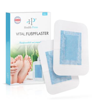 Health Press wellness footpaster - 20 foot patches per set - natural care - vital plaster - body relaxation - vital pavement - foot care pads for night - foot vital pads blue 20 pieces