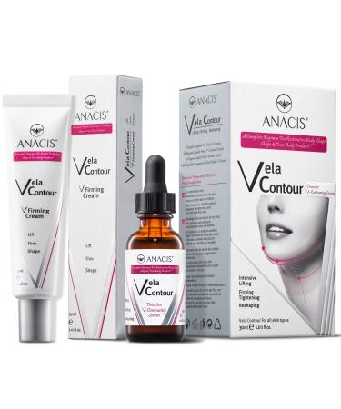 Neck Firming and Tightening Lifting V line Serum Chin Contouring Reduce Appearance of Double Chin Loose and Sagging Skin. Vela Contour (SRUM+CREAM)