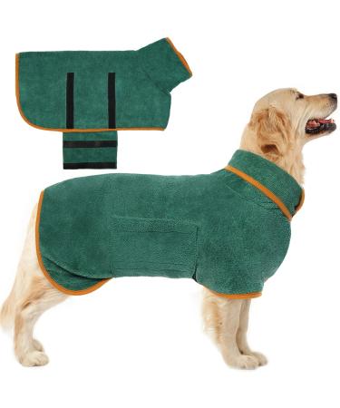 Kuoser Dogenkademelel microfiber dog bathrobe bath towel bathrobe dog extra absorbent adjustable dog towel with Velcro fastener green dog wadema for large dogs XL green - Buy Online on GoSupps.com