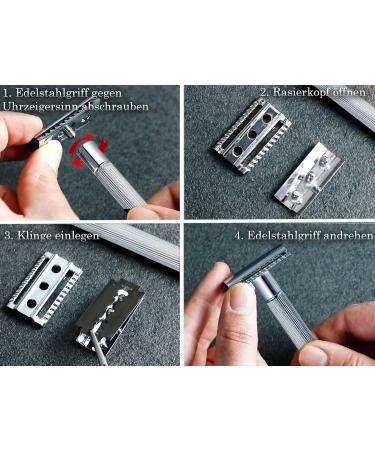 Solingen Razor for Men - German Closed Comb Safety Razor with 10 Blades - Premium Stainless Steel Beard Care - Buy Online on GoSupps.com