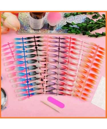 Kalolary 192-Piece Artificial Gradient Full Nails Set 12 Sizes Acrylic False Gel Tips & 24 Nail Glue Stickers for Perfect Manicures - Buy Online on GoSupps.com