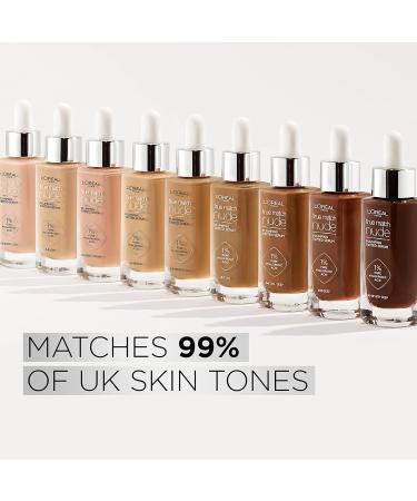 L'Oreal Paris True Match Nude Plumping Tinted Serum 1% Hyaluronic Acid Instantly Evens Brightens and Hydrates Skin Shade 10-12 Very Deep - Buy Online on GoSupps.com
