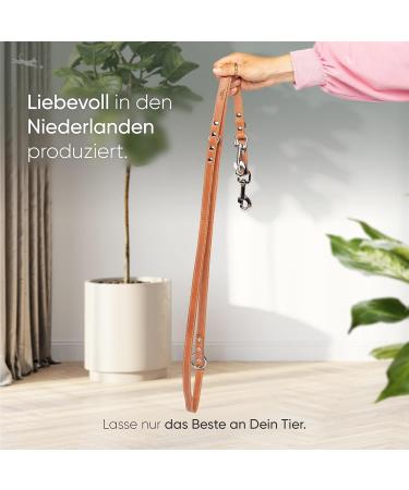 Freudier 2m Adjustable Dog Leash | Premium Certified Leather | Stylish Amstelpark Collection (Cognac 25mm) | Made in Holland - Buy Online on GoSupps.com