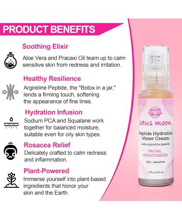 Lotus Moon Peptide Hydration Water Cream - Argireline Infused Clean & Cruelty-Free Skincare | 1.7 fl oz (50 ml) - Shop Internationally - Buy Online on GoSupps.com