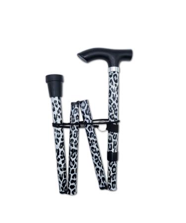 Life Healthcare Walking Stick Flexible and Durable Mobility Aid Collapsible & Adjustable from 33-37 Inches - Black Leopard