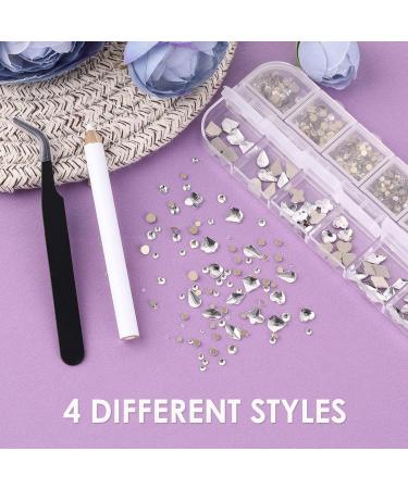 1300Pcs Crystal Nail Rhinestones Set with Pickup Pen & Tweezer - Multi Shapes 3D Rhinestones for Nail Art, Makeup & Crafts - Transparent - Buy Online on GoSupps.com