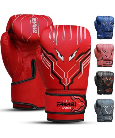 Farabi Sports boxing gloves children boys and girl box gloves children 6-oz youth junior boxing gloves for MMA Muay Thai punching bag and training at the age of 5-10 years 6-oz red