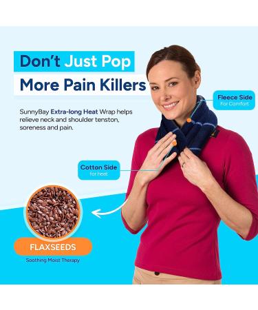 SunnyBay Microwave Heating Pad  Microwavable Heated Neck and Shoulder Wrap for Moist Hot or Cold Therapy  Lightly Weighted with Moldable Flaxseed  Cotton and Fleece Surface  26x6 Inches  Ocean Blue Ocean Blue - Hybrid - Buy Online on GoSupps.com