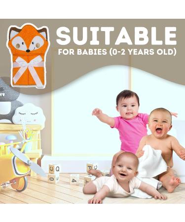 Mother's Choice 100% Cotton Baby Towel with Hood - Ultra Soft & Absorbent (75x75cm) - Large Bath Towel for Newborns & Infants - 3D Fox Hooded Design - Orange Fox - Buy Online on GoSupps.com