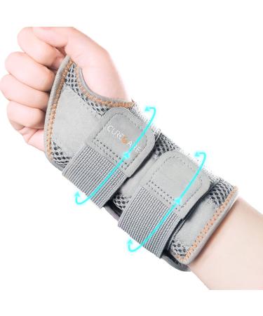 2022 New Updated Carpal Tunnel Wrist Brace, Breathable Wrist Splint for Men & Women, Wrist Brace Night Support with 2 Adjustable Straps, Hand Brace for Tendonitis, Arthritis (Right Hand-Gray, S/M) Right Hand-Gray S/M