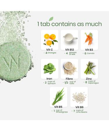 Daily Greens Wholefood Multivitamin with 39+ Organic Plant Superfoods - Immunity & Detox | 15 Effervescent Tablets - Buy Online on GoSupps.com