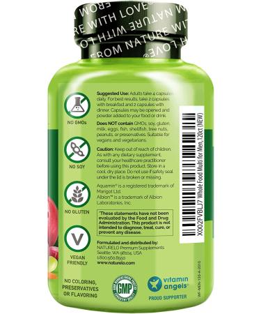 Naturelo Whole Food Multivitamin for Men - 120 Vegetarian Capsules | Premium Nutrition - Buy Online on GoSupps.com