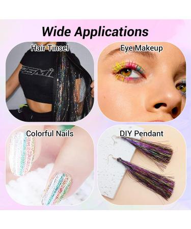 Gaeshow 12 Pcs Silver Hair Tinsel Glitter Extensions | Colorful Sparkly Strands for Women & Girls - Buy Online on GoSupps.com