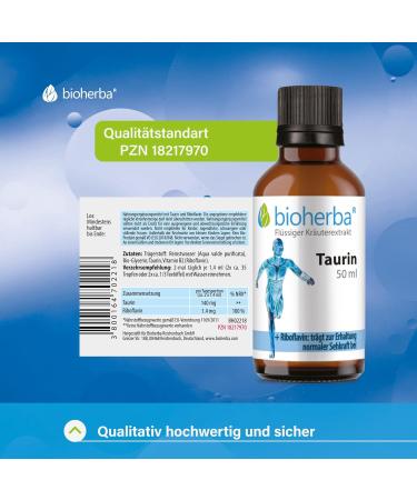 Buy BIOHERBA Taurin Tinktur - 140mg High-Dose Amino Acid Drops - Supports Vision & Cardiovascular Health - 50ml - Pure Taurine with Vitamin B2 - PZN 18217970 - Buy Online on GoSupps.com