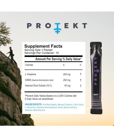 Protekt Rest Liquid Sleep Support Supplement - Natural Calm with L Theanine, GABA, Valerian Root Extract - Non-Habit Forming Nighttime Calm Drink - Grape Flavor - 10 Count Pack - Buy Online on GoSupps.com