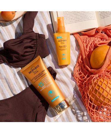  BIOPOINT Biopoint Solaire - Sublimating Sun Lotion SPF 15 with Tanning Accelerator Antioxidant and Moisturizing Action 200 ml with Champion Extreme Repair Shampoo 10 ml - Buy Online on GoSupps.com