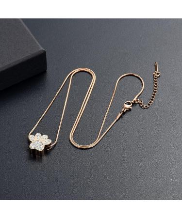 Paw Print Crystal Urn Necklace for Pet Ashes - Memorial Keepsake Jewelry for Pet Lovers - Buy Online on GoSupps.com