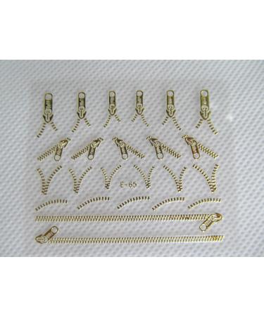 NAIL ART WATER TRANSFERS STICKERS DECALS METALLIC GOLD FUNKY ZIPPER/ZIPS #397 - Buy Online on GoSupps.com