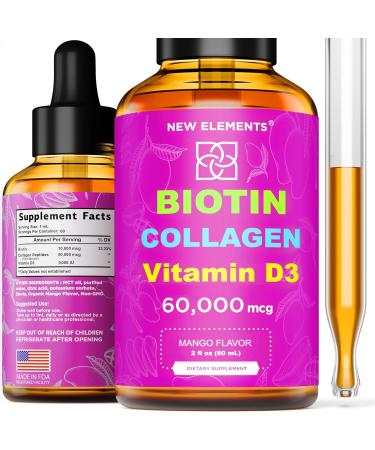 New Elements Iron & Liquid Biotin Collagen with Vitamin D3 - Boost Your Health and Wellness - Buy Online on GoSupps.com
