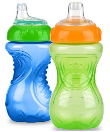 Nuby 2 Pack No Spill Cup 10 Ounce Blue - Green