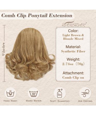 BARSDAR 22CM Short Ponytail Extension - Clip In Soft Synthetic Hair - Brown & Blonde Mixed for Women - Buy Online on GoSupps.com
