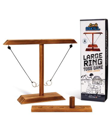 Ring Toss Game for Adults - Includes Shot Ladder and Easily Adjustable String - Large Party Size Hook and Ring Game Set, Fun for All Ages - Multiplayer, with Sleek Wooden Design - Play Anywhere!