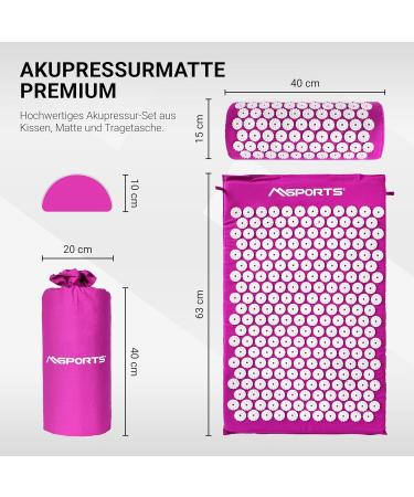 Acupressmate Premium Acupressure Set - Mat Pillow Bag & App - 100% Cotton for Tension Relief (Violet) | International Shipping Available - Buy Online on GoSupps.com