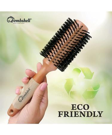 Sustainable Boar Bristle Round Brush with Birch Wood Handle - 2.5 inch for Styling, Blowouts and Curling - Buy Online on GoSupps.com