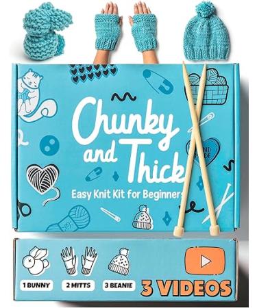Complete Knitting Kit for Beginners - Learn to Knit Kit with Knitting Accessories Like Thick Beginner Yarn, Bamboo Knitting Needles for Beginners & More - Includes Video Tutorials & Written Guide