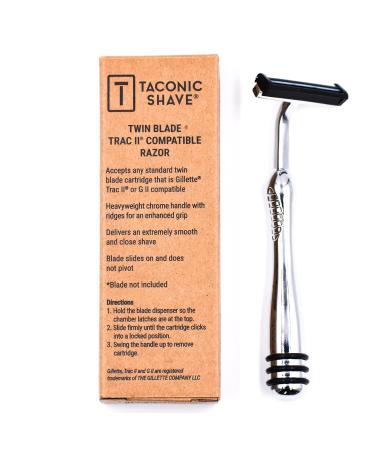 Taconic Shave Heavyweight Non-Pivoting Twin Blade Razor with Chrome Handle | Includes 10 Cartridge Blades - Buy Online on GoSupps.com