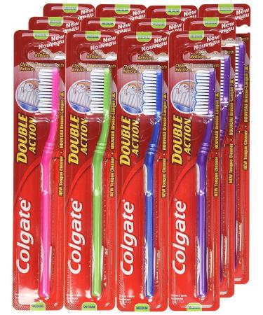 Colgate Double Action Toothbrush - Medium (12-Pack) | Effective Cleaning for Oral Health - Buy Online on GoSupps.com