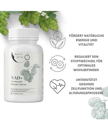 Nature Spring Nicotinamide Riboside NAD+ Capsules 500mg - Anti-Aging Skin & Energy Boost | Vegan | 1-Month Supply | Lab Tested in DE - Buy Online on GoSupps.com